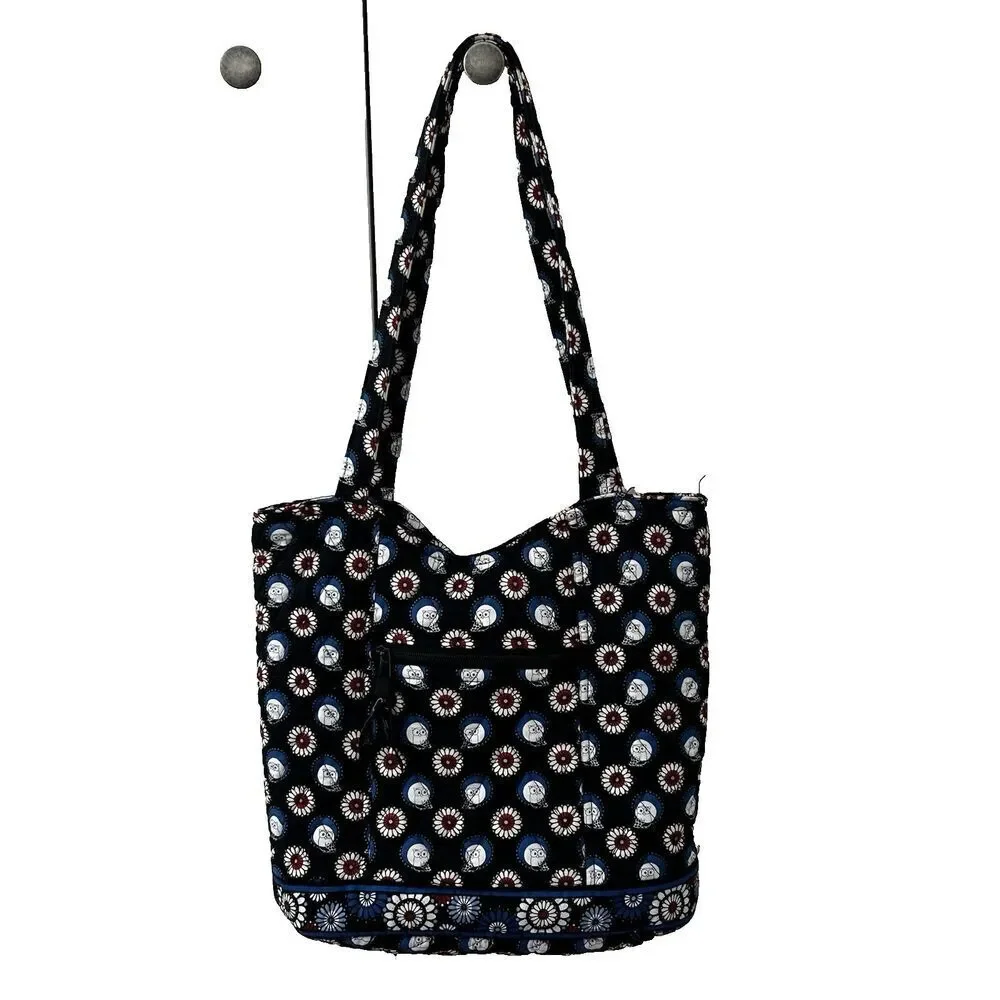 Vera Bradley Handbag Night Owl Pattern Tote Bag Pockets Classic Bag
